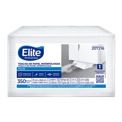 Papel Toalha Interfolhado Branco Plus 350 Folhas Elite Professional