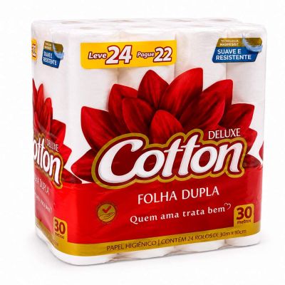 Papel Higenico Folha Dupla Neutro Compacto C/ 24 Rolos De 30m Cotton