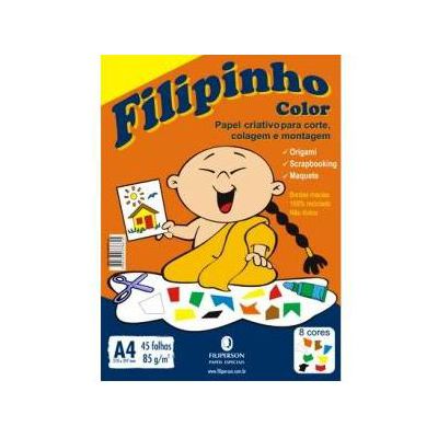 Papel Criativo A4 210x297mm 85g 45fls 08 Cores Filipinho 1661