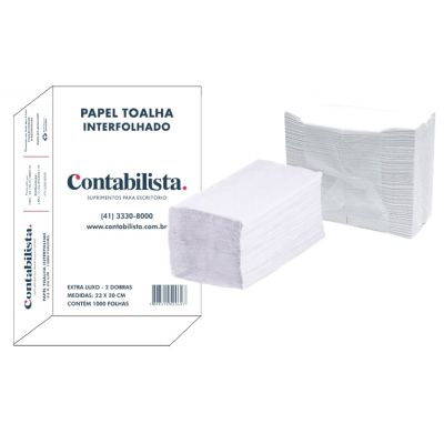 Papel Toalha Interfolhado Branco Extra Luxo 23x20cm C/1000 Folhas Contabilista