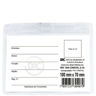 Cracha Sem Prendedor 10 X 7cm Horizontal C/10un Dac 1045