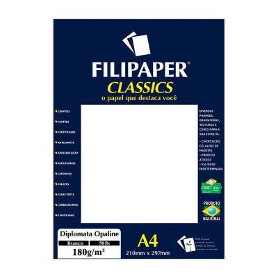 Papel Especial Diplomata Opaline Branco A4 180g 50fls Filipaper 1445