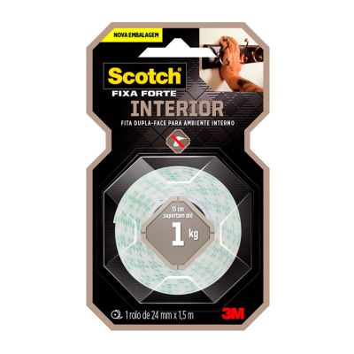 Fita Adesiva Dupla Face 24mm X 1,50m Espuma Fixa Forte Scotch 113 3m