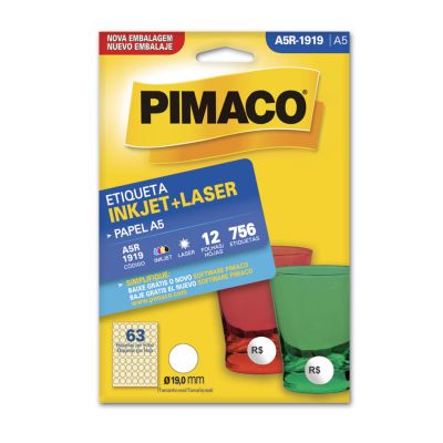 Etiqueta Adesiva Multiuso A5 R1919 Ø19,0 Redonda C/756un Pimaco