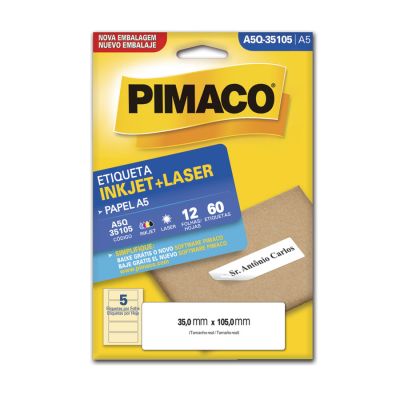 Etiqueta Adesiva Multiuso A5 Q35105 35,0x105,0 C/60un Pimaco
