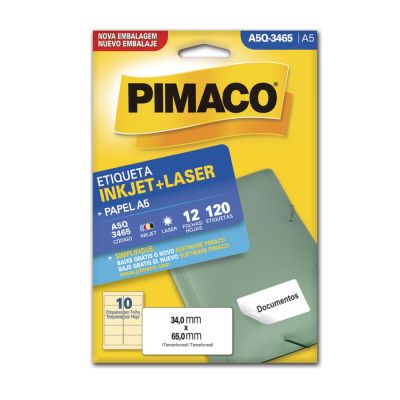Etiqueta Adesiva Multiuso A5 Q3465 34,0x65,0 C/120un Pimaco