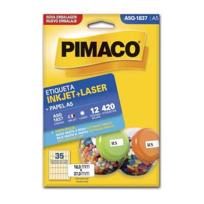 Etiqueta Adesiva Multiuso A5 5q1837 18,0x37,0 C/420un Pimaco