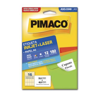 Etiqueta Adesiva Multiuso A5 Q3348 32,0x48,0 C/192un Pimaco