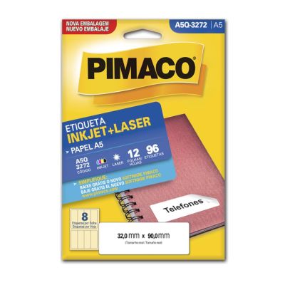 Etiqueta Adesiva Multiuso A5 Q3272 32,0x90,0 C/96un Pimaco