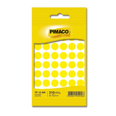 Etiqueta Adesiva Redonda Tp-12 Amarela C/210 Pimaco
