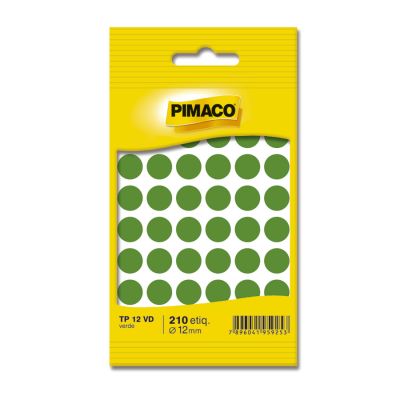 Etiqueta Adesiva Redonda Tp-12 Verde C/210 Pimaco