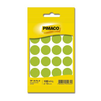 Etiqueta Adesiva Redonda Tp-19 Verde Fluorescente C/100 Pimaco