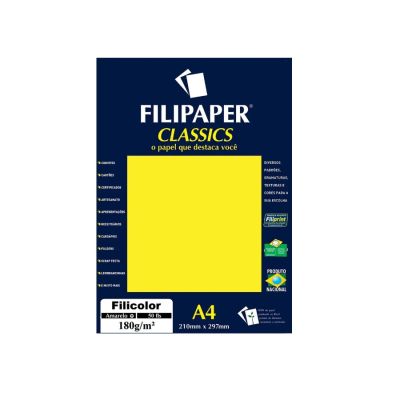 Papel Sulfite A4 180g Filicolor Amarelo 50fls 3415
