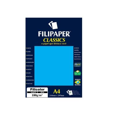 Papel Sulfite A4 180g Filicolor Azul 50fls 3416