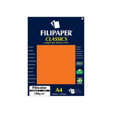 Papel Sulfite A4 180g Filicolor Laranja 50fls 3417
