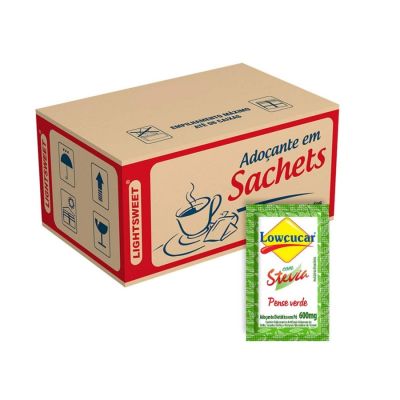 Adocante Em Po Dietetico Cx C/1000 Sache 500mg Lowcucar Plus Com Stevia