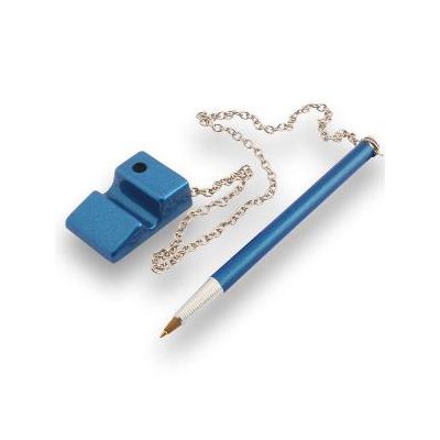 Caneta Esferografica C/fixor De Mesa Aluminio Azul Horizontal Magnum