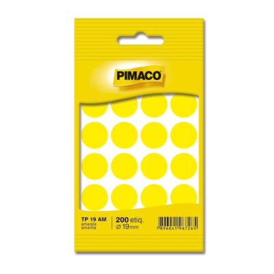 Etiqueta Adesiva Redonda Tp-19 Amarela C/200 Pimaco