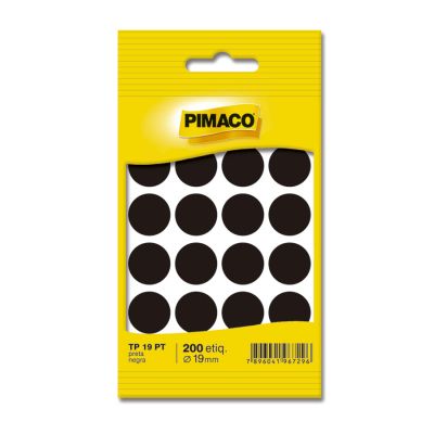 Etiqueta Adesiva Redonda Tp-19 Preta C/200 Pimaco