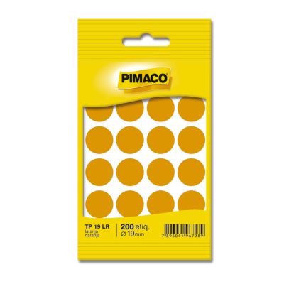 Etiqueta Adesiva Redonda Tp-19 Laranja C/200 Pimaco