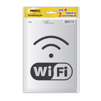 Placa Sinalizacao Adesiva 14 X 19cm - Wi Fi Pimaco