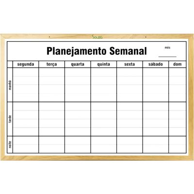 Quadro Branco Planejamento Semanal 60 X 90cm Madeira Souza 6331