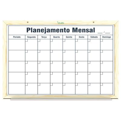 Quadro Branco Planejamento Mensal 60 X 90cm Madeira Souza 6332