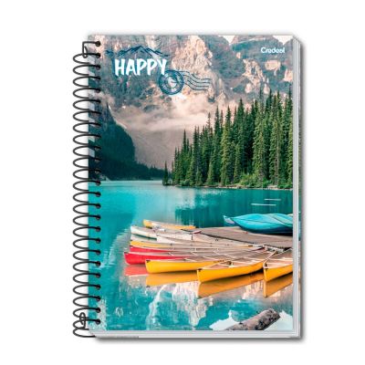 Caderno Linguagem Espiral Capa Dura 1/4 200fls Happy Credeal