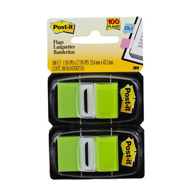 Marcador De Pagina Adesivo Post-it Flags Verde 25 X 43 Mm 100 Folhas Ww