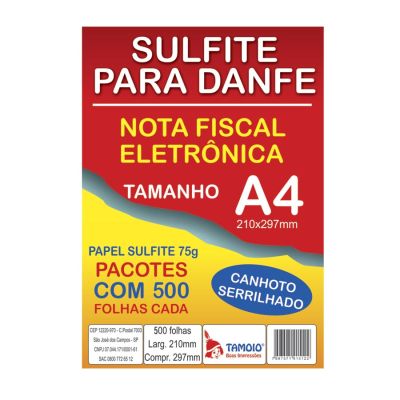 Papel Sulfite A4 75g 210 X 297 Danfe Picotado 500 Fls Tamoio