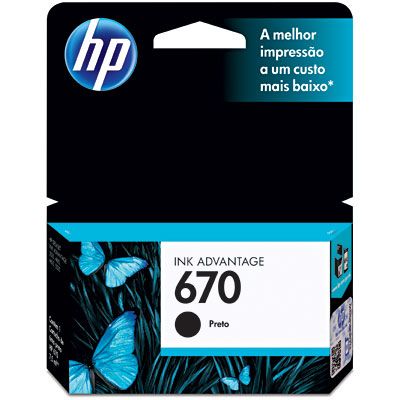 Cartucho De Tinta Hp 670 - Cz113ab Preto 7,5ml Original