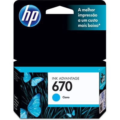 Cartucho De Tinta Hp 670 - Cz114ab Ciano 3,5ml Original