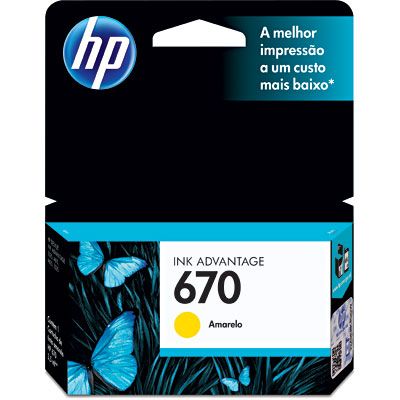 Cartucho De Tinta Hp 670 - Cz116ab Amarelo 3,5ml Original