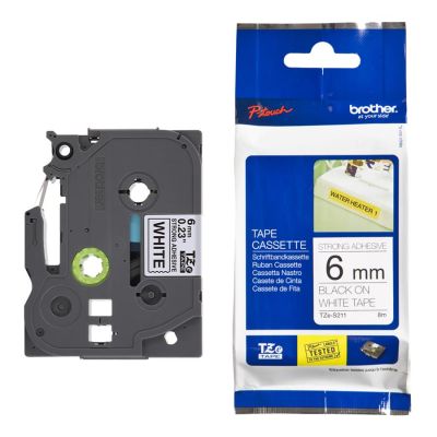 Fita Rotuladora Brother 6mmx8m Branca Escrita Preta Tzes211eu