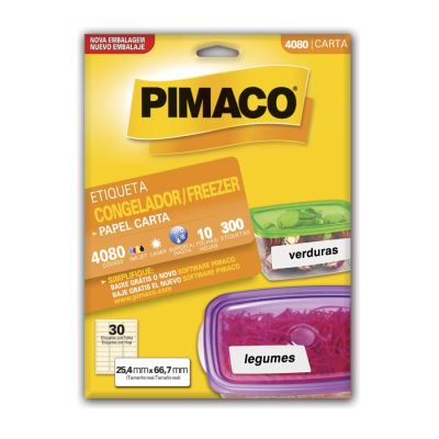 Etiqueta Adesiva Laser/jet Carta 4080 25,4x66,7 Para Congelador E Freezer Cx C/10 Fls Pimaco
