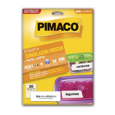 Etiqueta Adesiva Laser/jet Carta 4081 25,4x101,6 Para Congelador E Freezer Cx C/10 Fls Pimaco