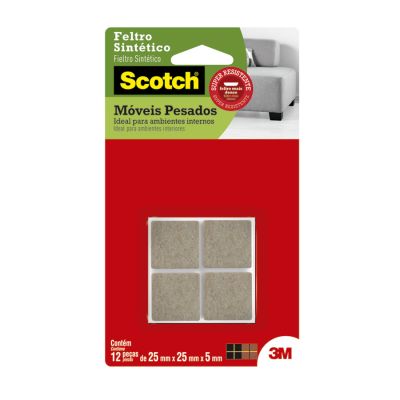 Feltro Moveis Pesados Quadrado Grande 25x25mm Scotch 3m