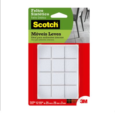 Feltro Moveis Quadrado Branco Medio 25x25mm Scotch 3m