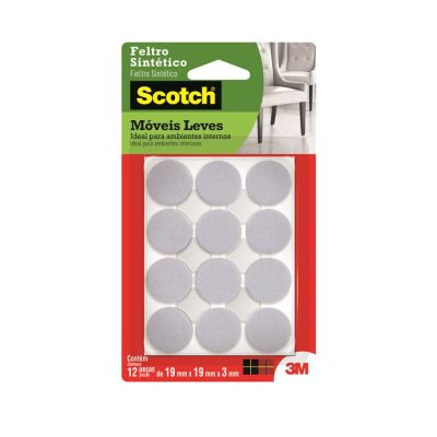 Feltro Moveis Redondo Branco Pequeno 19mm Scotch 3m
