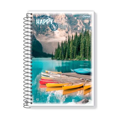 Caderno Linguagem Espiral Capa Flexivel 1/4 96 Fls Happy Credeal