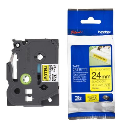 Fita Rotuladora Brother 24mmx8m Amarela Escrita Preta Tzes651 Ww