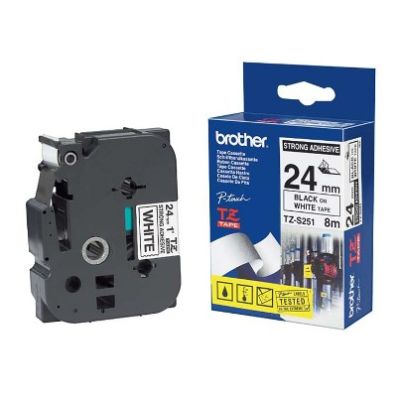 Fita Rotuladora Brother 24mmx8m Branca Escrita Preta Tzes251