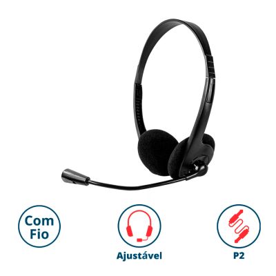 Headset P2 Preto Ph002 Multi