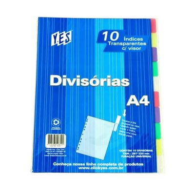 Divisoria Fichario A4 C/10 Projecoes Colorido 10intba Yes