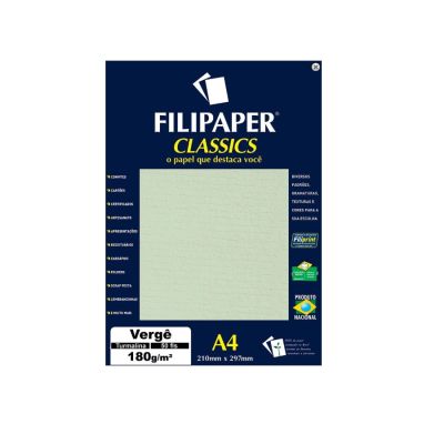 Papel Verge A4 180g Turmalina 50fls Filipaper 996