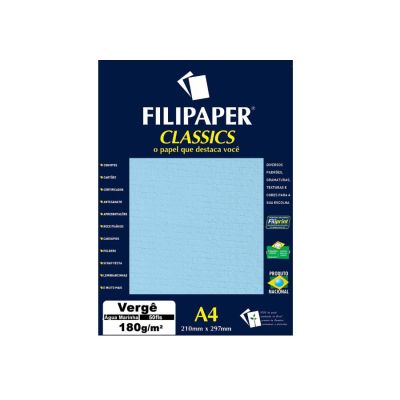 Papel Verge A4 180g Agua Marinha 50fls Filipaper 995