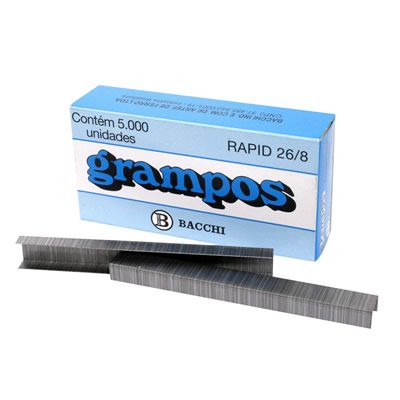 Grampo 26/8 Cobreado Cx C/ 5000 Bacchi