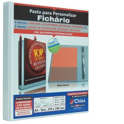 Pasta Fichario 2 Argolas 40mm Branca P/ Personalizar 1711 Chies