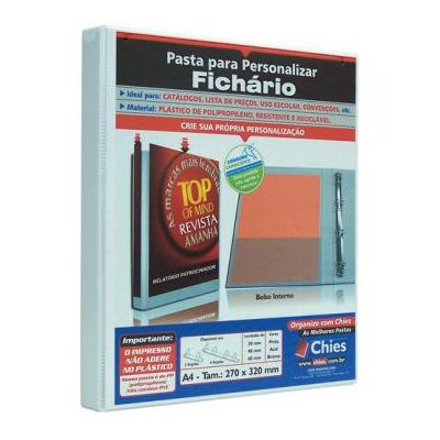 Pasta Fichario 2 Argolas 60mm Branca P/ Personalizar 1932 Chies