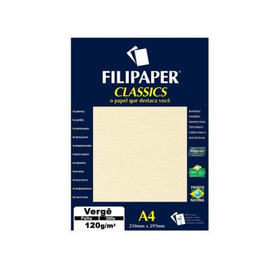 Papel Verge A4 120g Palha 30fls Filipaper 1871